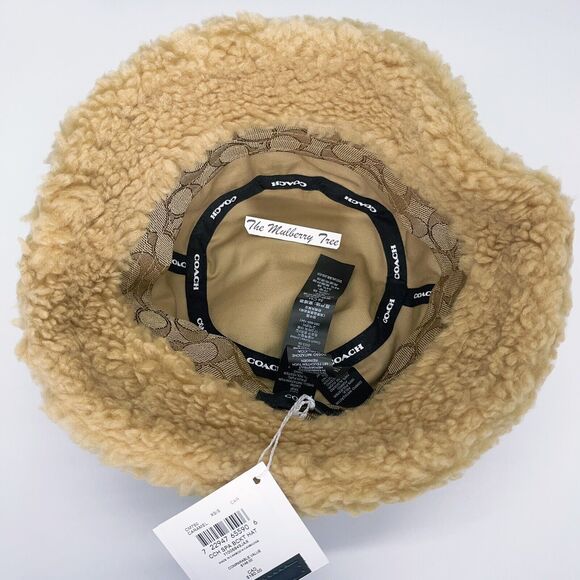 Coach Sherpa Shearling Bucket Hat With Signature Jacquard Lining CB433 NWT $148 - Picture 3 of 9